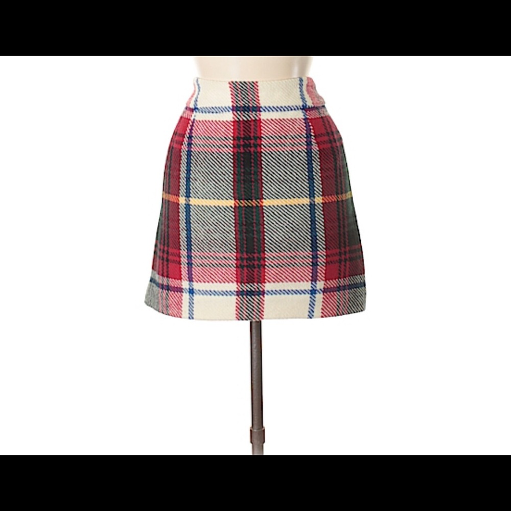 🎄🎁 Tartan plaid Wool J Crew Skirt Size 4